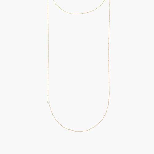 【SALE】ホワイトパール シルバーチェーン 2連ネックレス